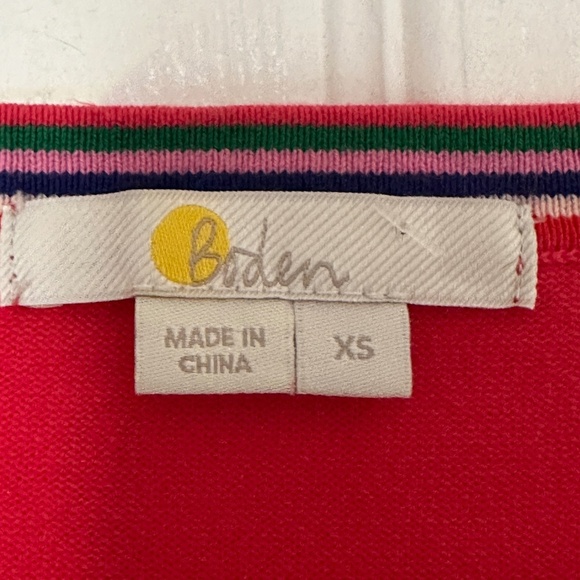 Boden V Neck Deep Pink Sweater Pullover Size XS Extra Small Cotton Blend - Picture 2 of 5